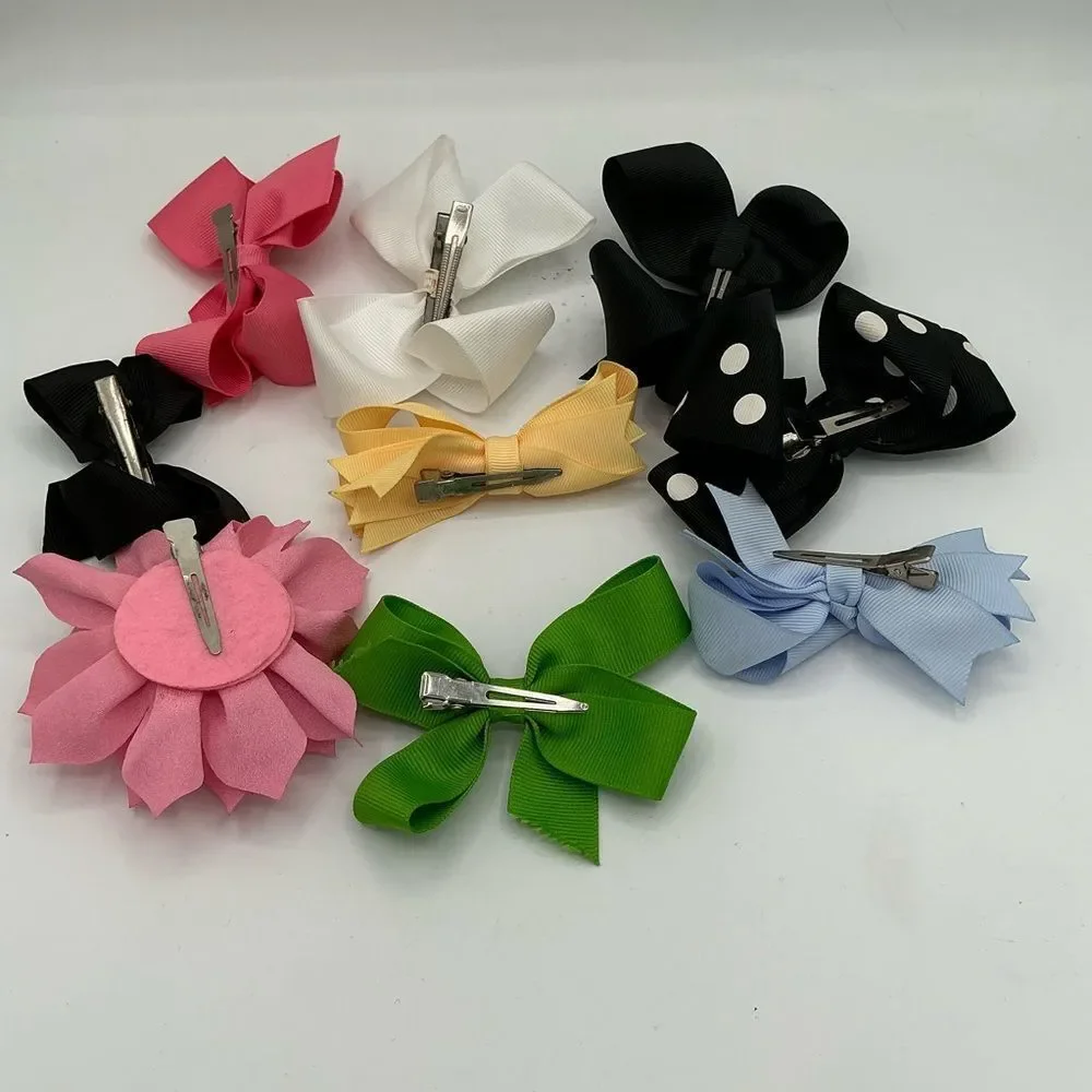 Colorful Kids Hair Bows 3-4” inches Set of 9